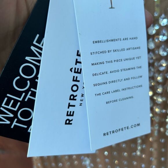 Retrofete Jovie Crystal Dress Size Small NWT Nude/Silver - Picture 9 of 12